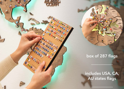 3D LED Wooden World Map | Terra Enjoy The Wood