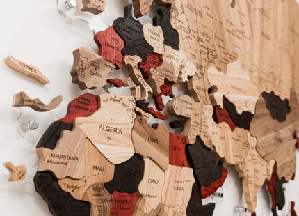 Wooden World Map Wall Art - 3D Solid Wood Decor Enjoy The Wood