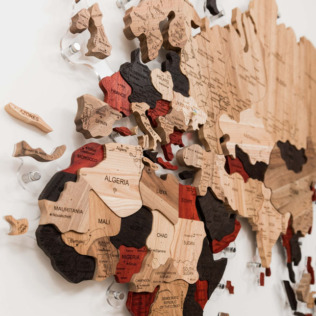 Wooden World Map Wall Art - 3D Solid Wood Decor Enjoy The Wood