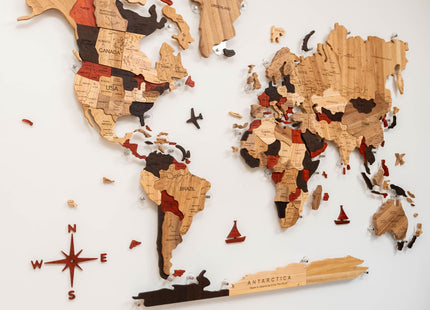 Wooden World Map Wall Art - 3D Solid Wood Decor Enjoy The Wood