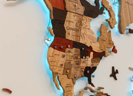 Wooden World Map Wall Art - 3D Solid Wood Decor Enjoy The Wood