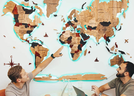 Wooden World Map Wall Art - 3D Solid Wood Decor Enjoy The Wood