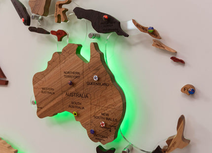 Wooden World Map Wall Art - 3D Solid Wood Decor Enjoy The Wood