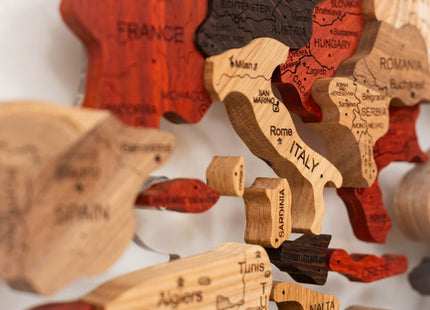 Wooden World Map Wall Art - 3D Solid Wood Decor Enjoy The Wood