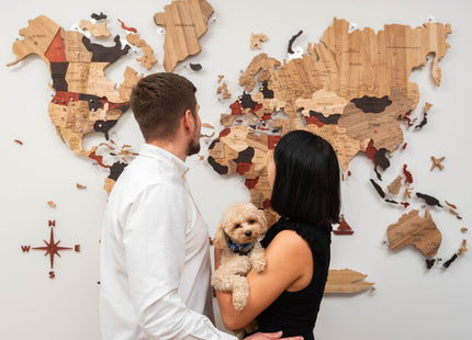 Wooden World Map Wall Art - 3D Solid Wood Decor Enjoy The Wood