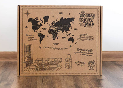 Wooden World Map Wall Art - 3D Solid Wood Decor Enjoy The Wood