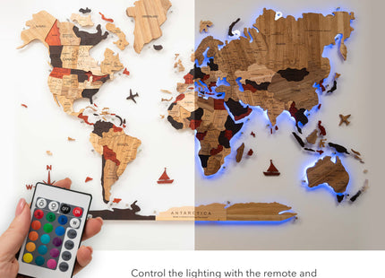 Wooden World Map Wall Art - 3D Solid Wood Decor Enjoy The Wood