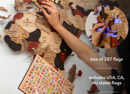 Wooden World Map Wall Art - 3D Solid Wood Decor Enjoy The Wood
