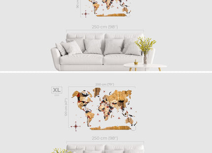Wooden World Map Wall Art - 3D Solid Wood Decor Enjoy The Wood