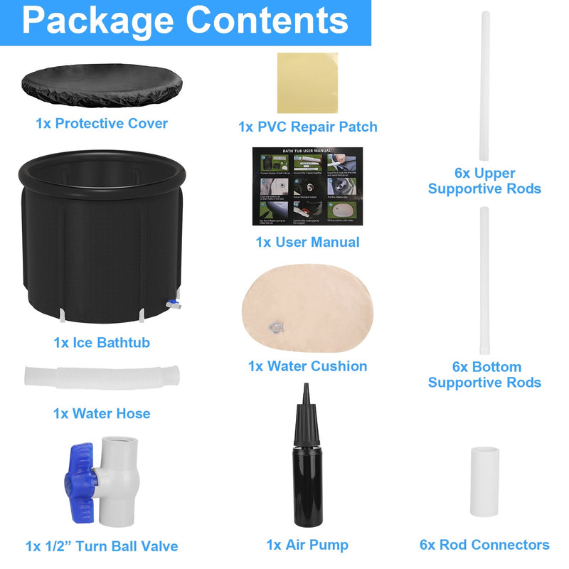 97Gal Ice Bath Tub With Cover for Cold Water Therapy, 660LBS Load Capacity 33.46x33.46x29.52in