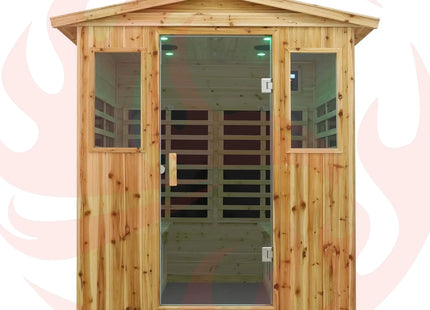 Thermora Deluxe 4-Person Outdoor Infrared Hemlock Sauna With Bluetooth Speakers & LED Lighting (SAK96371) - Phoenix Fire Art Store