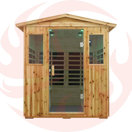 Thermora Deluxe 4-Person Outdoor Infrared Hemlock Sauna With Bluetooth Speakers & LED Lighting (SAK96371) - Phoenix Fire Art Store