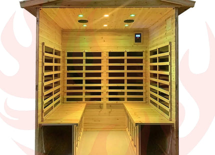Thermora Deluxe 4-Person Outdoor Infrared Hemlock Sauna With Bluetooth Speakers & LED Lighting (SAK96371) - Phoenix Fire Art Store