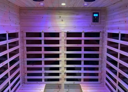 Thermora Deluxe 4-Person Outdoor Infrared Hemlock Sauna With Bluetooth Speakers & LED Lighting (SAK96371) - Phoenix Fire Art Store