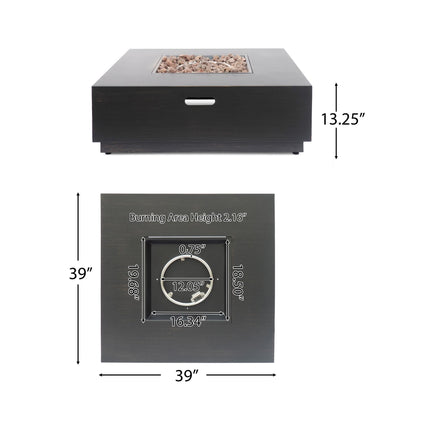 Alora 40-Inch 50K BTU Modern Outdoor Square Iron Backyard Patio Fire Pit (SAK31635)