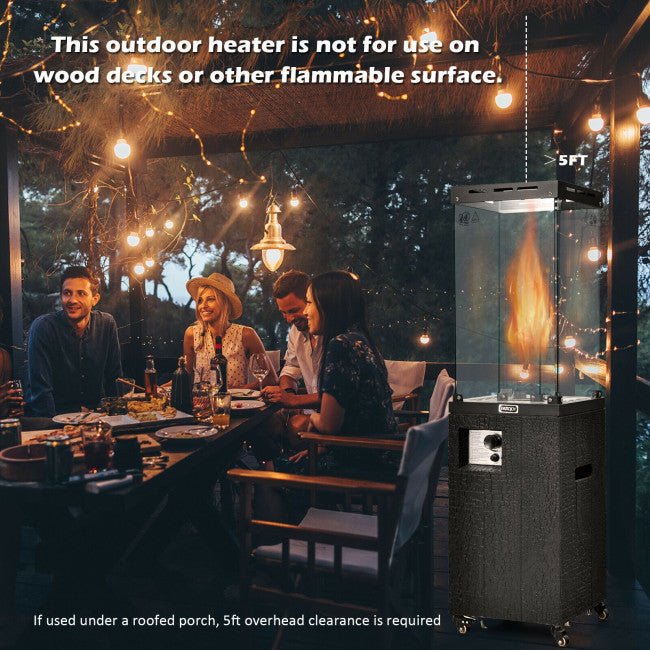 41K BTU Outdoor Propane Gas Patio Heater W/ Lockable Wheels (SAK98052)