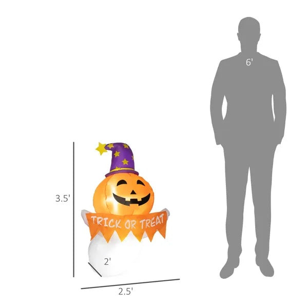 Pumpkin Ghost Witch Inflatable Halloween Decoration