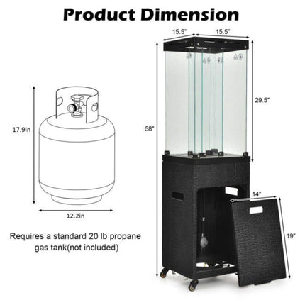 41K BTU Outdoor Propane Gas Patio Heater W/ Lockable Wheels (SAK98052) SAKSBY WHOLESALE