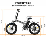 20x4.0 Foldable Fat Tire Electric Bike - 48V 12.5AH Extended Range with Dual Disc Brakes
