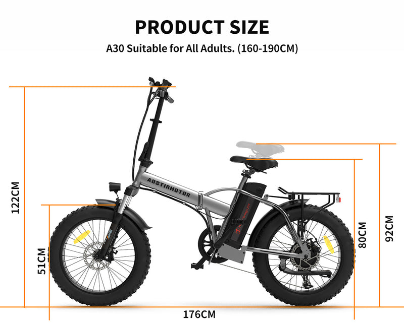 20x4.0 Foldable Fat Tire Electric Bike - 48V 12.5AH Extended Range with Dual Disc Brakes