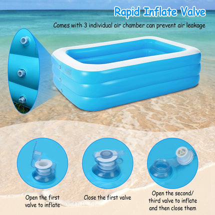 Inflatable Lounge Pool for Family 120x72x24in