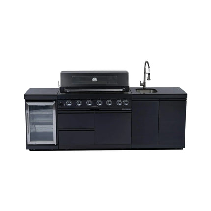 Castelle Flame 43-Inch 6-Burner 85K BTU Stainless Steel Outdoor BBQ Kitchen Island Grill With Wine Cooler, Rotisserie, And Sink (SAK19476) - Phoenix Fire Art Store