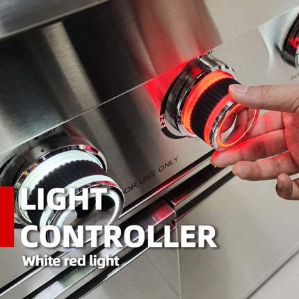 Castelle Flame 44-Inch 6-Burner 85K BTU Stainless Steel Outdoor BBQ Kitchen Island Grill With Wine Cooler, Rotisserie Kit, And Storage Cabinets (SAK97105)