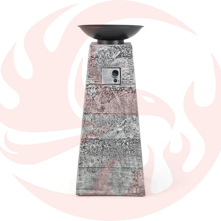 48-Inch Large Outdoor Propane Fire Bowl Column With Cover & Lava Rocks (SAK70938) - Phoenix Fire Art Store