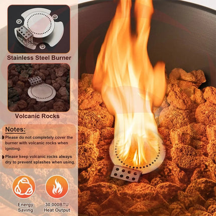 48-Inch Large Outdoor Propane Fire Bowl Column With Cover & Lava Rocks (SAK70938) - Phoenix Fire Art Store