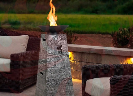 48-Inch Large Outdoor Propane Fire Bowl Column With Cover & Lava Rocks (SAK70938) - Phoenix Fire Art Store
