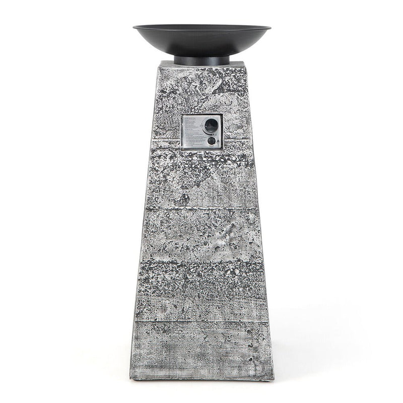 48" Large Outdoor Propane Fire Bowl Column With Cover & Lava Rocks (96173485)