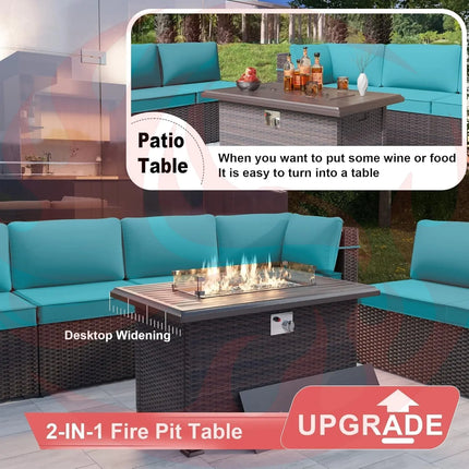 Rattan Patio Furniture Set With Fire Pit Table-3