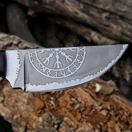 Nordic Valor - Custom Handmade 1095 Steel Classic Viking EDC Knife with Engraved Blade | KBS Knives Store
