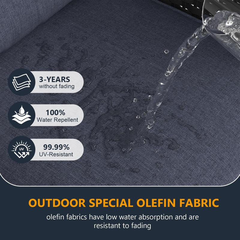 Outdoor Patio Furniture Sets with Fire Pit Table 10 Pieces Wicker Swivel Rocker Chairs and Sofa Sets for Backyard Deck-2