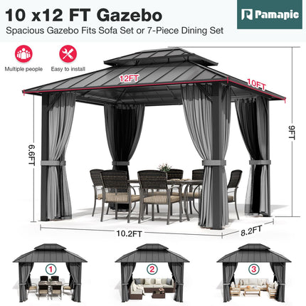 Aera Permanent 10'x12' Hardtop Gazebo Pamapic