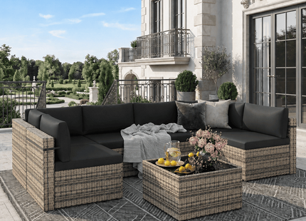 Pamapic Rattan Outdoor Sectional Couch Set  (7 Pieces) Pamapic