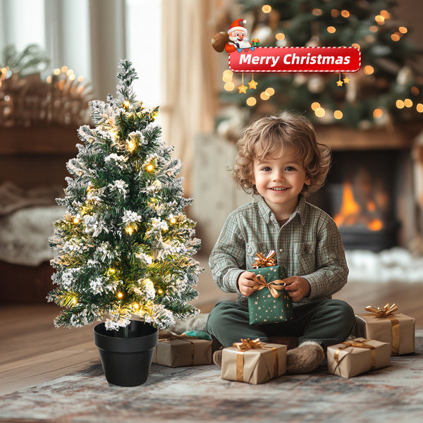 2ft Green Plush 30 Light, Warm Color 8 Mode, Battery Box Control, 70 Branches, Plastic Basin Base, PVC Christmas Tree Material