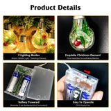 1Pc 13.78FT Christmas Snow Globe String Light Battery Powered 10 LED Bulbs Indoor Christmas Lights With Pine Needles Snowflakes Berries