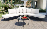 Patio Half-Moon Curved Outdoor Furniture Sofa Set with Coffee Table - Phoenix Fire Art Store