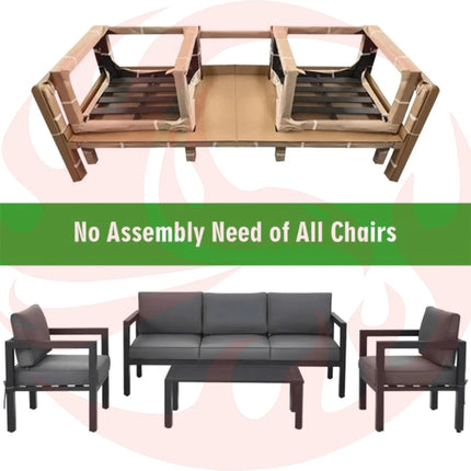 Premium Outdoor Aluminum Furniture Set For Backyard & Poolside, 4PCS (SAK73532) - Phoenix Fire Art Store