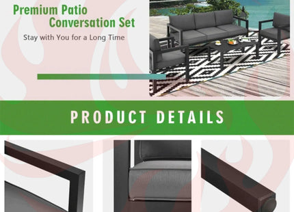 Premium Outdoor Aluminum Furniture Set For Backyard & Poolside, 4PCS (SAK73532) - Phoenix Fire Art Store