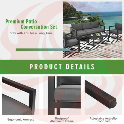 Premium Outdoor Aluminum Furniture Set For Backyard & Poolside, 4PCS (SAK73532) - Phoenix Fire Art Store