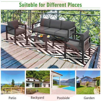 Premium Outdoor Aluminum Furniture Set For Backyard & Poolside, 4PCS (SAK73532) - Phoenix Fire Art Store