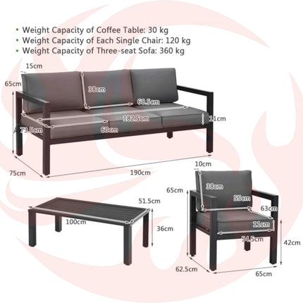 Premium Outdoor Aluminum Furniture Set For Backyard & Poolside, 4PCS (SAK73532) - Phoenix Fire Art Store