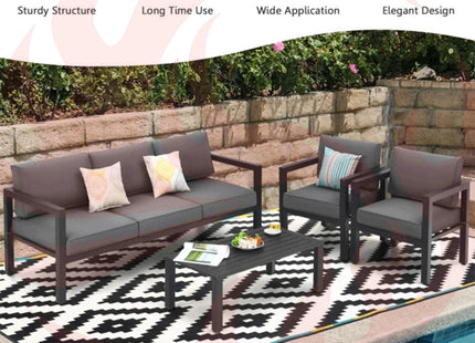 Premium Outdoor Aluminum Furniture Set For Backyard & Poolside, 4PCS (SAK73532) - Phoenix Fire Art Store