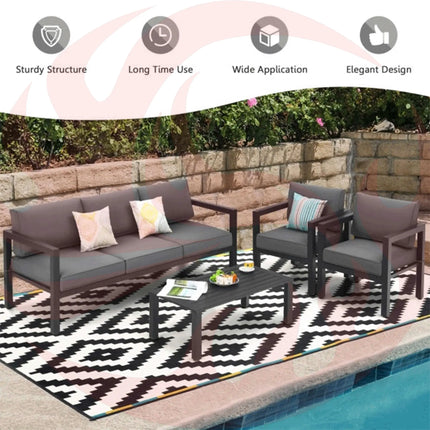 Premium Outdoor Aluminum Furniture Set For Backyard & Poolside, 4PCS (SAK73532) - Phoenix Fire Art Store
