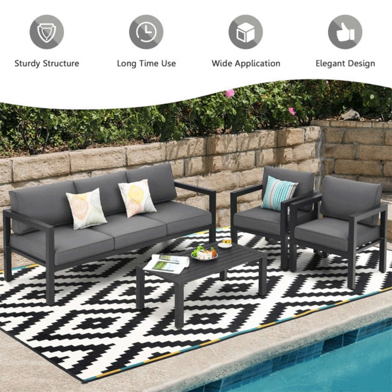 Premium Outdoor Aluminum Furniture Set For Backyard & Poolside, 4PCS (SAK73532)