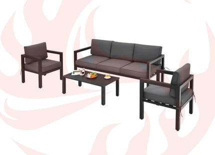 Premium Outdoor Aluminum Furniture Set For Backyard & Poolside, 4PCS (SAK73532) - Phoenix Fire Art Store