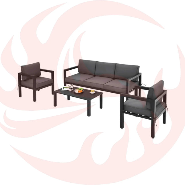 Premium Outdoor Aluminum Furniture Set For Backyard & Poolside, 4PCS (SAK73532) - Phoenix Fire Art Store