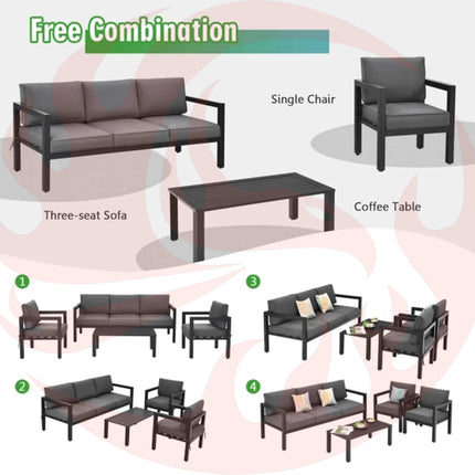 Premium Outdoor Aluminum Furniture Set For Backyard & Poolside, 4PCS (SAK73532) - Phoenix Fire Art Store